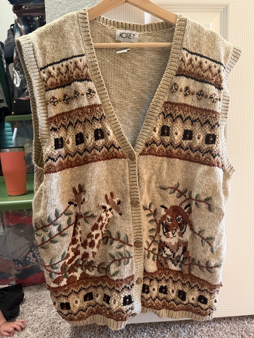 Vintage Koret Embroidered Safari Sweater Vest